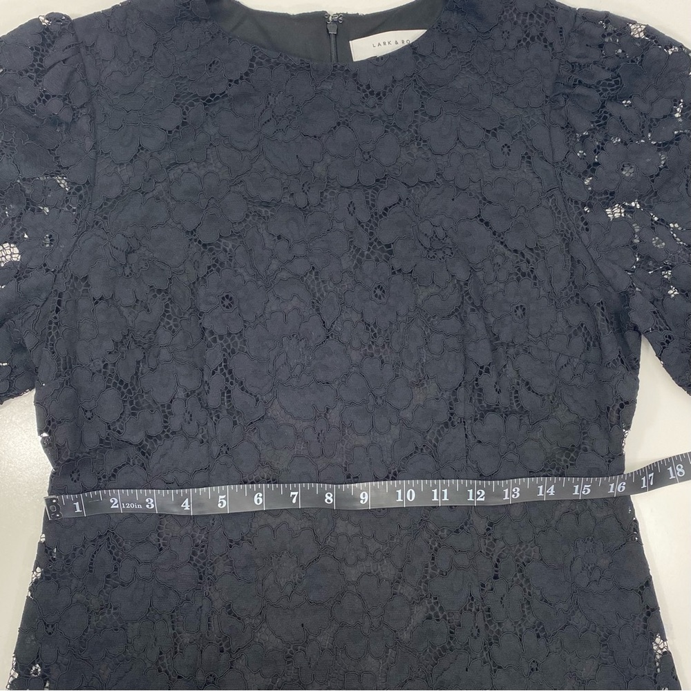 Lark & Ro Black Floral Lace Overlay Cocktail Dress LBD Little Black Dress 12 - Picture 11 of 15